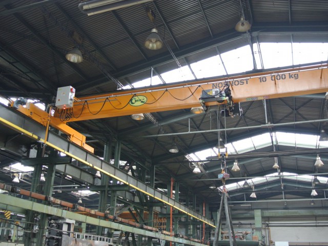 Single-Girder Bridge Crane 10T, 4 Wheels on Each Side